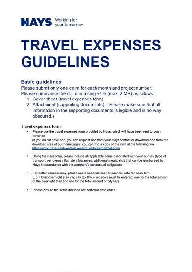 Travel expenses guidelines