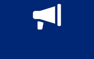 Megaphone mit blauem Hintergrund