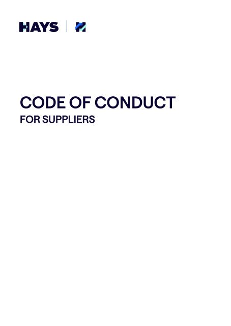 Supplier code of conduct cover