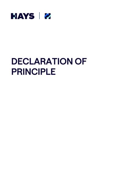Declaration of principles for Hays AG