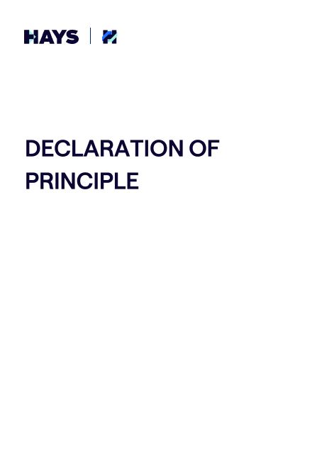 Declaration of principles for Hays Professional Solutions GmbH cover