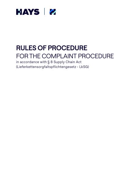 Rules of procedure cover