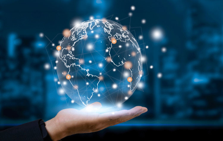 Weltkugel in einer Hand