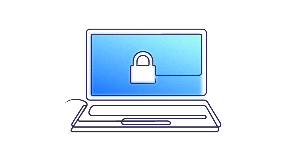 Illustration - Laptop mit Schloß auf dem Bildschirm