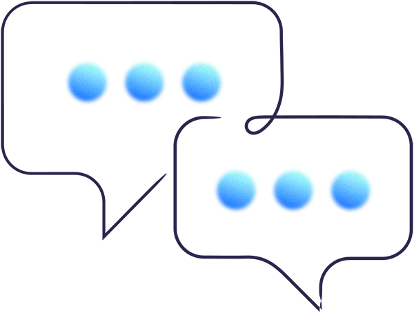 Zwei gegenüberliegende Sprechblasen