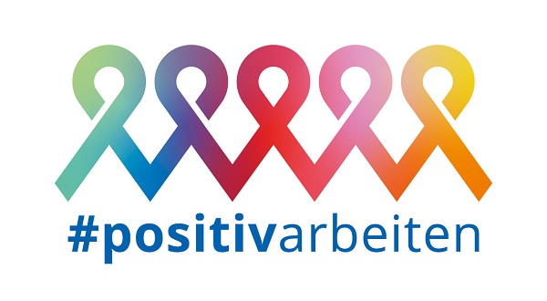 Logo of the German Aids Federation for the #positivarbeiten campaign