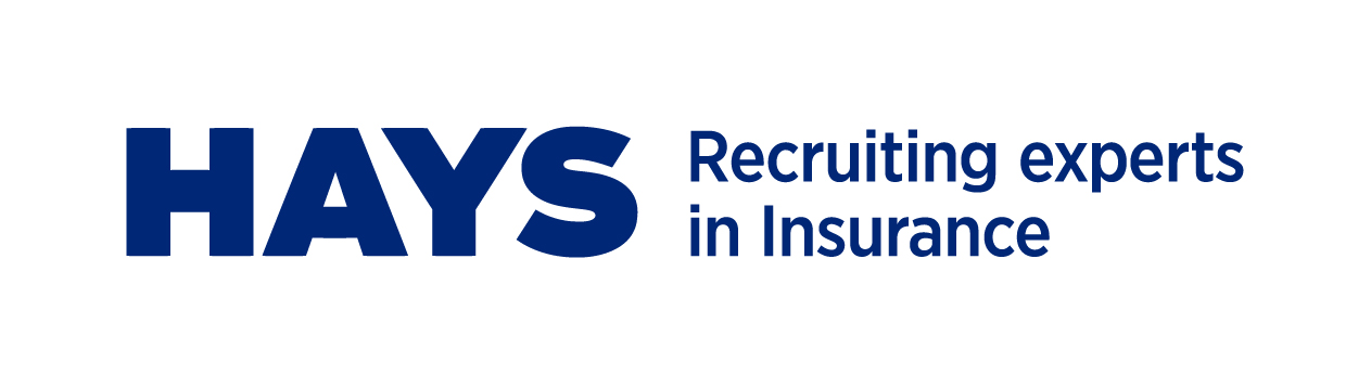 Hays Logo in blau. Schriftzug: Hays - Recruiting experts in insurance