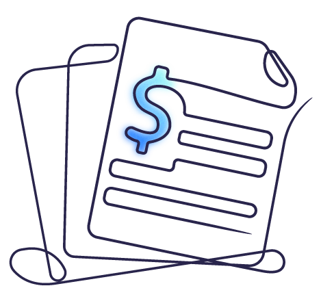 Illustration - 3 Papiere mit Dollarzeichen