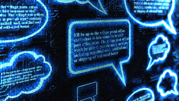 Digitale Sprechblasen in verschiedenen Größen in hellblau