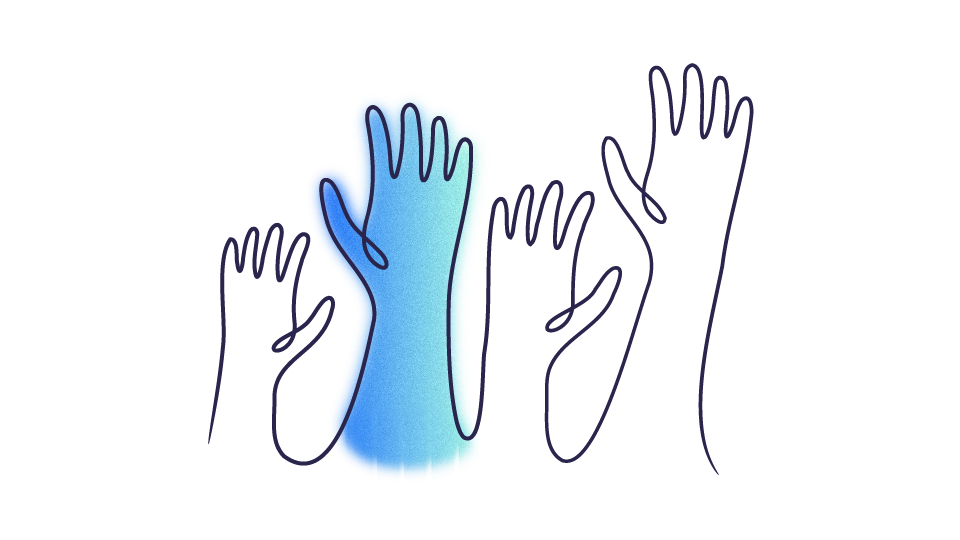 Illustration - Vier Hände strecken sich nach oben