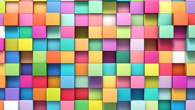 Verschiedenfarbige und unterschiedlich hohe Vierecke zur Veranschaulichung von Diversität